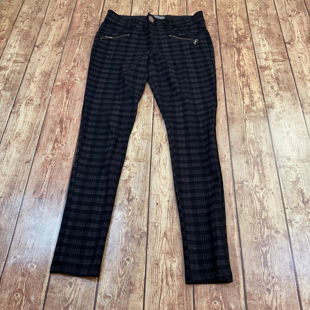 Wit & Wisdom Ab-solution Skinny Pants Womens Size 2 Black Plaid Zipper Pockets